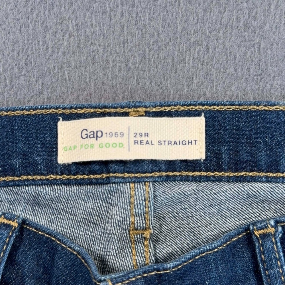 Gap 1969 Real Straight Jeans Women 29R Dark Indigo Mid Rise 31x30 NWT - Picture 3 of 12